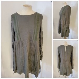 Everly Mini Dress Sz S Long Sleeve Lined Shapeless Green NEW